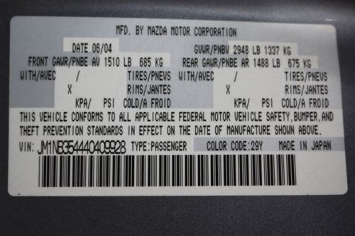 MAZDASPEED Manual Convertible 1.8L CD Turbocharged Rear Wheel Drive Wheel Locks, image 28