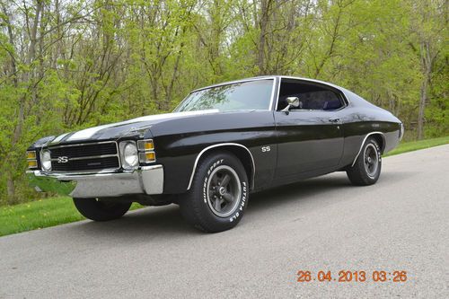1971 chevelle ss 350 4spd 12 bolt tach dash beautiful slick tuxedo black