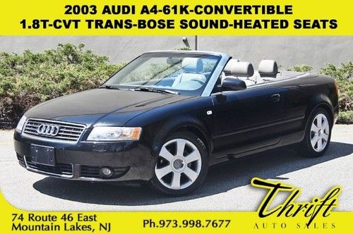 2003 audi a4-61k-convertible-1.8t-cvt trans-bose sound-heated seats