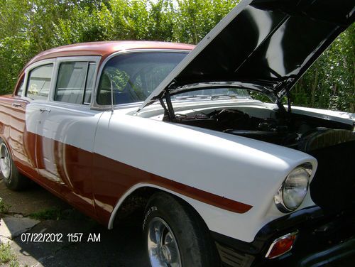 Beautiful 1956 chevy pearl white &amp; rust orange