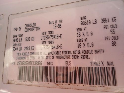 1996 DODGE RAM 3500 VAN (LOW MILES), image 15