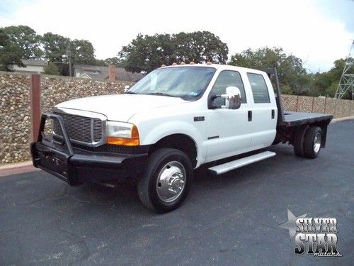 01 f550 rwd drw flatbed crewcab powerstroke 1txowner xnice worktruck!