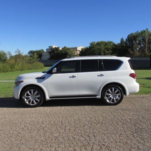 2012 qx56 4x4 wht/blk lthr 7 pass tech &amp; trng pckgs nav roof 17k 22&#034; whls