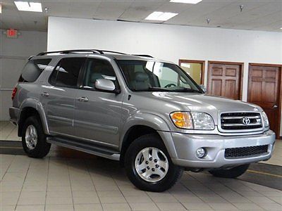 2002 toyota sequoia limited 4wd silver/gray lthr tv/dvd 3rd row 6cd 1-owner ~