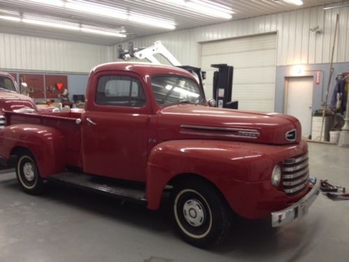1949 red f-1 pickup
