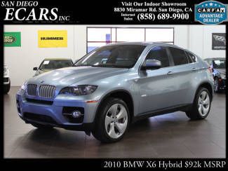 2010 bmw x6 hybrid $92k msrp camera pkg blue on white interior factory warranty