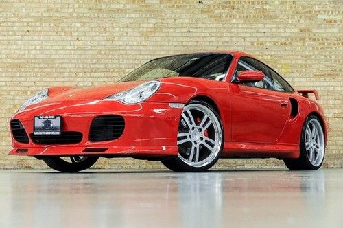 2003 porsche 911 turbo! rare guards red! aerokit! gt2 spoiler! 20s! 21k mi!