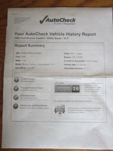 1990 Ford Bronco XLT Sport Utility 2-Door 5.8L, image 5