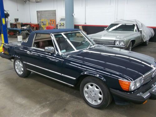 1987 560 SL Dark Blue Convertible Hard Top Burgundy Interior Nice Color Combo, image 2