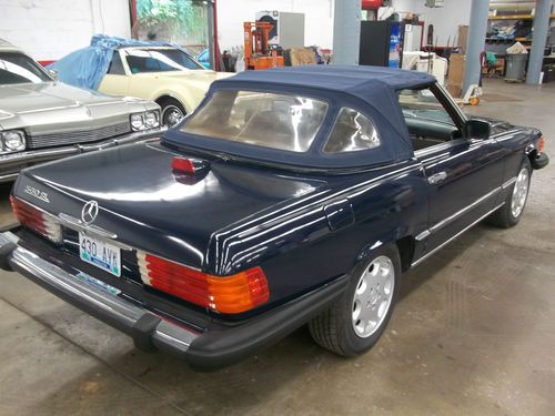 1987 560 SL Dark Blue Convertible Hard Top Burgundy Interior Nice Color Combo, image 3