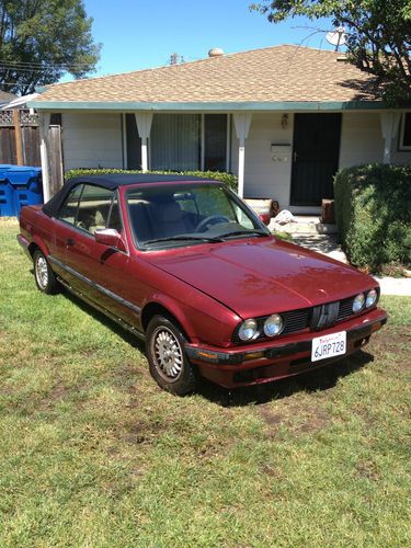 1992 bmw 318i convertible - burgundy/tan newer black top, great drive