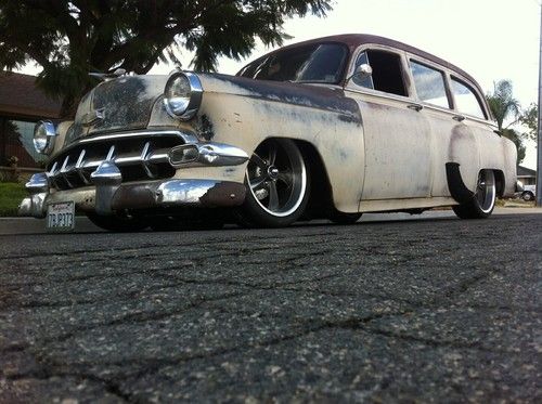 1954 chevy wagon twin turbo lsx eng, bagged cool patina 55 56 57 58 59 60 61 62, image 2
