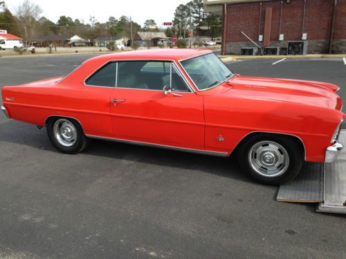 1966 66 chevy ii nova 2 dr hardtop in hugger orange 327 auto straight body