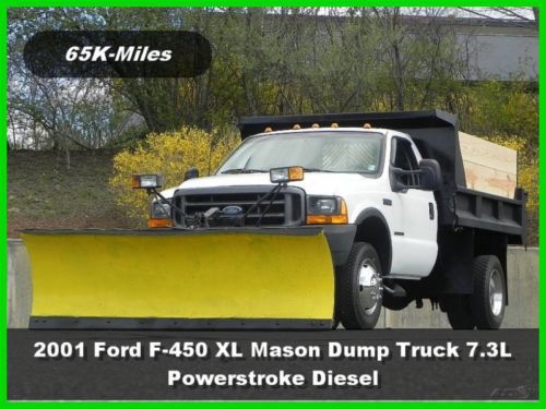 2001 ford f-450 xl regular cab mason dump truck 4x4 7.3l power stroke diesel ac