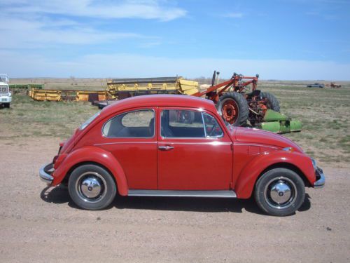 1968 volkswagen bug beetle classic passenger car with tow bar