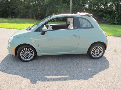 2012 Fiat 500C POP Cabrio light green, low miles as new Factory Warranty, image 2