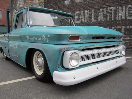1966 Chevrolet C10 Short Bed Fleetside Air Bagged Patina Shop Truck No Rat, image 7