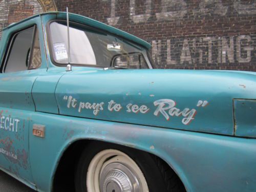 1966 Chevrolet C10 Short Bed Fleetside Air Bagged Patina Shop Truck No Rat, image 8