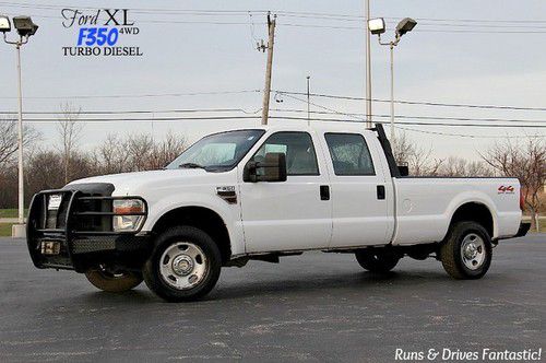 2008 ford f350 xl crew cab diesel 4x4 long bed with transfer tank serviced! nice