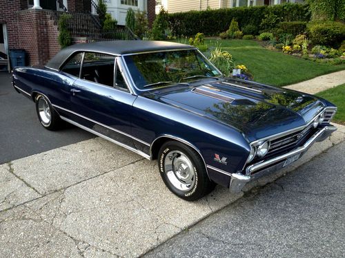 1967 chevelle ss true 138 car  tremec 5 speed factory headrests deep water blue.