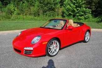 2009 911 c4 s cabriolet guards red tan leather 6 spd 66k hiway one owner mint