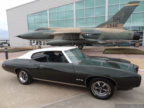 1969 pontiac gto midnight green &amp; cameo ivory phs docs, rare goat / video