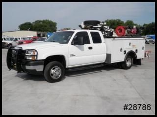 4wd duramax diesel 9' caseco service body utility crane dually 4x4 we finance