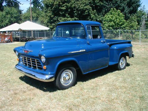 55 chev pu, short box, big back window model 3100