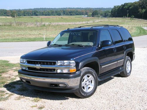 2005 chevrolet tahoe lt, met. blue wtan leather, 7 pass, dvd, tow pkg, roof, nr!