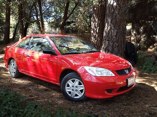 Honda civic 2 door coup 2005 sedan fire engine red wow!