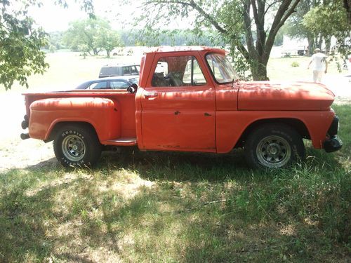 1964 step side. c10 350 4 speed granny gear. good motor and trans.