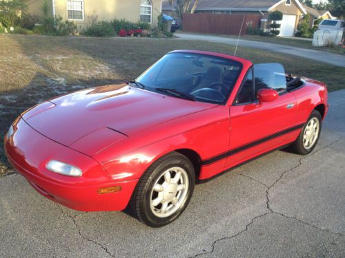 1990 mazda miata mx-5 conv red automatic low miles nice shape rust free fl car