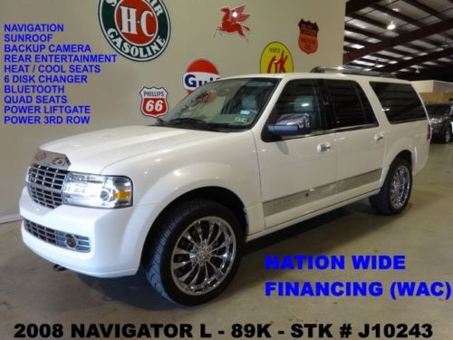 2008 navigator l,sunroof,nav,rear dvd,htd/cool lth,chrome 22&#039;s,89k,we finance!!