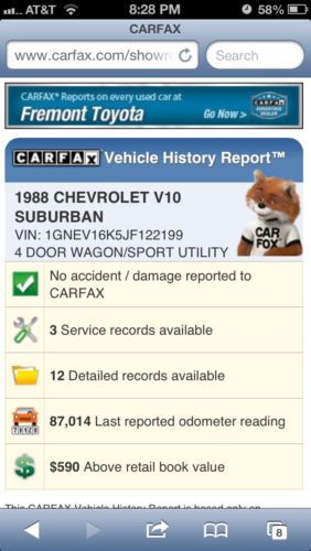 1988 SUBURBAN 150O SERIES 4X4 89K ACTUAL MILES 113 PICTURES HD VIDEO NO RESERVE, image 2