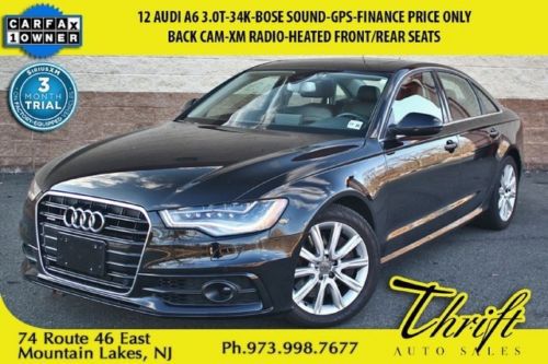 12 audi a6 3.0t-34k-bose sound-gps-back cam-xm radio-heated front/rear seats