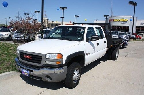 2007 gmc 3500 4x4 crew cab drw flatbed diesel