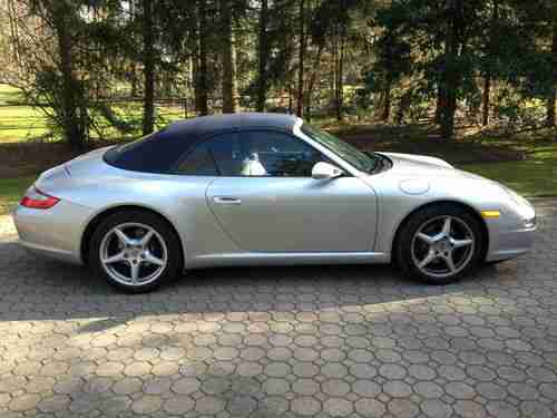 Porsche 911 Convertible 2008 Cabriolet Manual 9k miles Silver/Navy, image 2