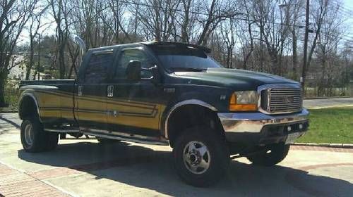 Lifted custom four door leather v8 diesel 7.3l super duty crew cab green yellow