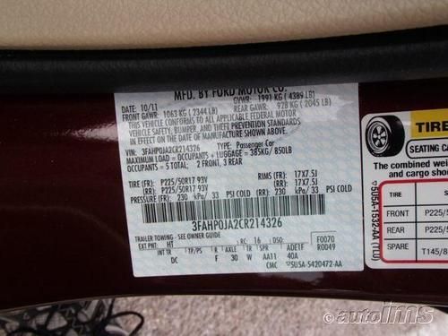 FORD FUSION 2012 - 4-Cylinder Gas - Cloth Interior -moon roof - 31K miles, image 7