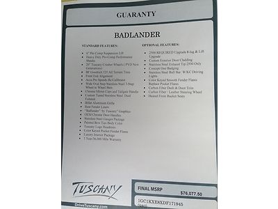LT Diesel New 6.6L Tuscany Badlander Rare package, US $67,999.00, image 26