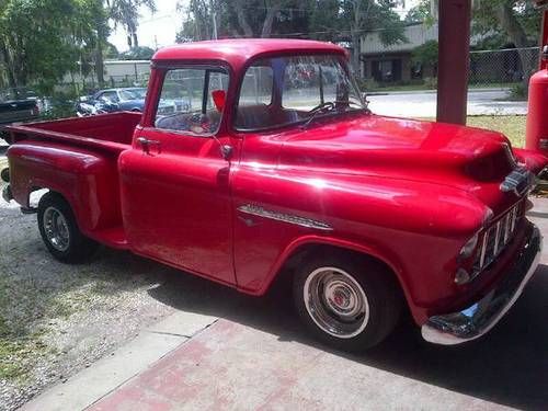 1955 chevy pickup truck wrap around window 55 red chevrolet chrome  project