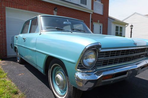 1967 chevy ii nova sedan 4-door straight 6 low miles! under 44k miles