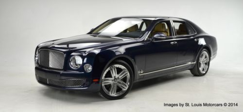 2014 bentley mulsanne dark sapphire over saffron and imperial blue hides as-new!