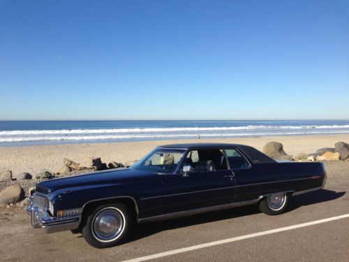 Blue 1973 cadillac 2 door little old lady from beverly hills 86k garage find !!!