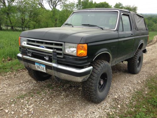 1989 ford bronco xlt lifted black rust free 5.8l 351 automatic needs paint