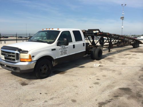 99 f350 super duty lariat crew cab diesel w/ kaufman 51ft 4 car hauler trailer