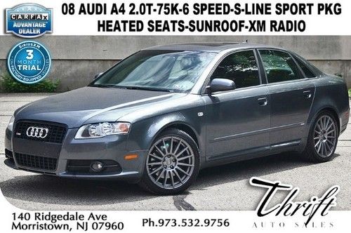 08 audi a4 2.0t-75k-6 speed-s-line sport pkg-heated seats-sunroof-xm radio-