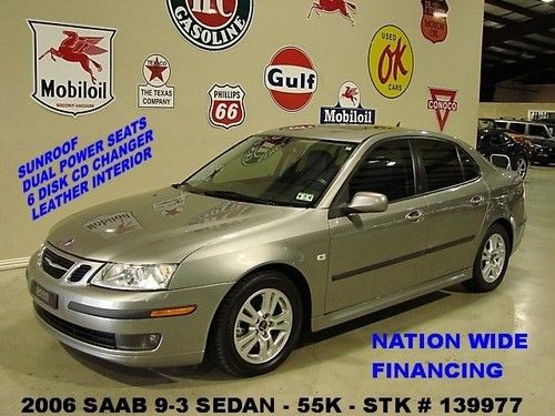 2006 saab 9-3 sedan,2.0t,sunroof,leather,6 disk cd,16in wheels,55k,we finance!!