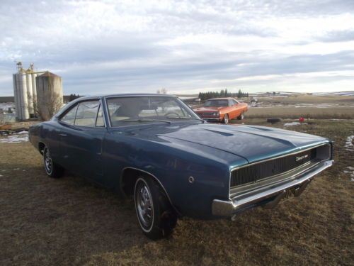 1968 dodge charger sports hardtop rare a/c build sheet 2owner docs blue w/white