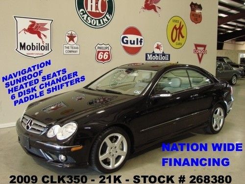 2009 clk350,sunroof,navigation,htd lth,6 disk cd,17in amg whls,21k,we finance!!